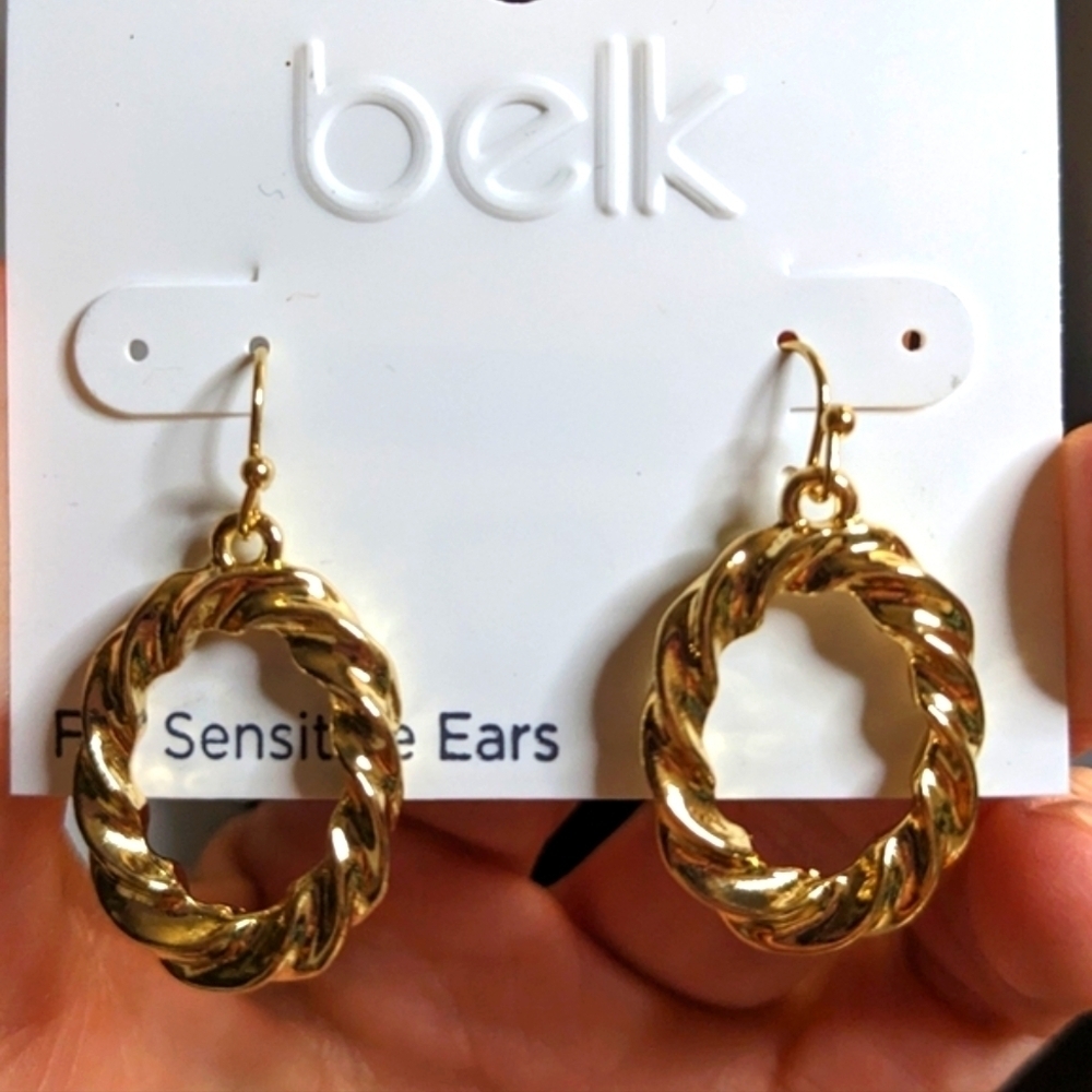 Belk Gold Tone‎ Rope Hoops for Sensitive Ears